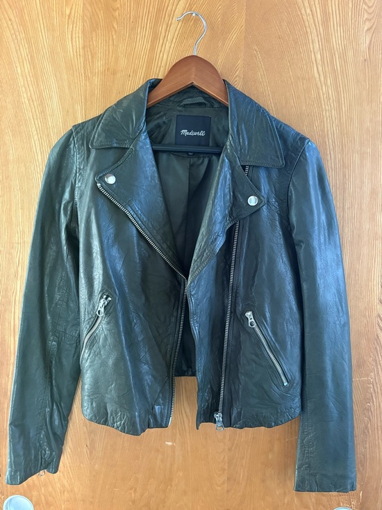Madewell Jackets & Blazers - Madewell Women's Forest Green Leather Moto Jacket Medium